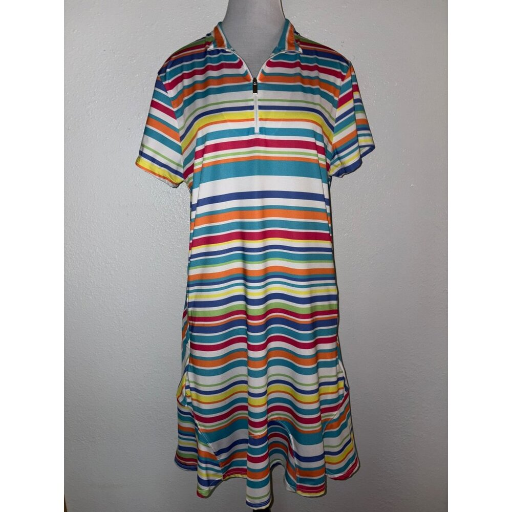 Tail Multicolor Striped Polo Dress
